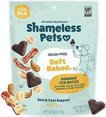 Shameless Pets Soft-Baked Dog Treats, Bananas for Bacon, Omega 3 & 6, 1-Pack