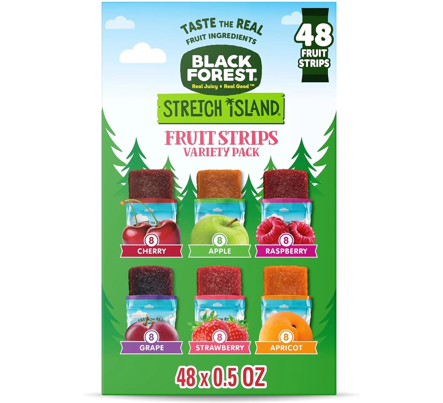 Black Forest, Stretch Island Fruit Strips, Variety Pack, Zero Grams Sugar, 48 ct