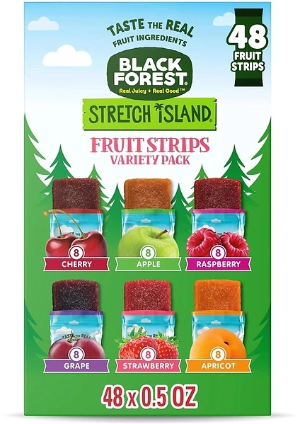 Black Forest, Stretch Island Fruit Strips, Variety Pack, Zero Grams Sugar, 48 ct