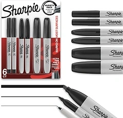 Sharpie Permanent Markers Variety Pack, Black, Ultra-Fine, Chisel, Fine Tip, 6 Count