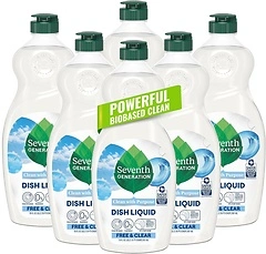 Seventh Generation Dish Liquid Soap Free & Clear, 19 oz, 6 Count