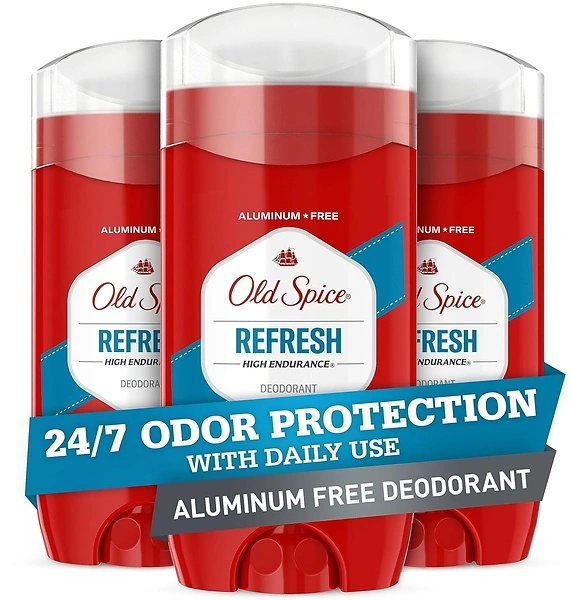 Old Spice Aluminum Free Deodorant For Men, High Endurance, Refresh, 3.0 oz, 3 Pack