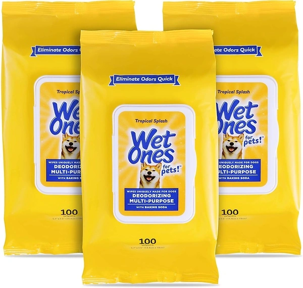 Wet Ones for Pets Deodorizing Dog Wipes, 100 ct - 3 Pack, Tropical Splash