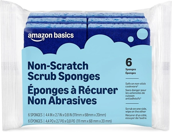 Amazon Basics Non-Scratch Sponges, 6-Pack, Blue
