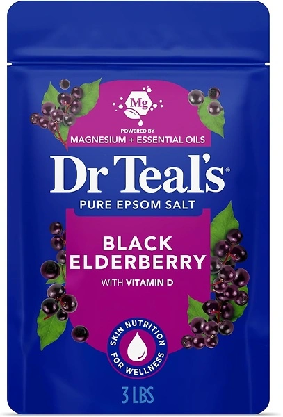 Dr Teal's Epsom Salt Magnesium Soak, Black Elderberry with Vitamin D, 3 lbs