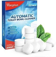 Vacplus Toilet Bowl Cleaner Tablets, 12 Pack, Automatic Cleaners with Bleach