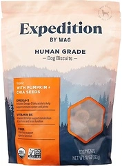 Amazon Brand Wag Expedition Organic Biscuits Dog Treats, Pumpkin & Chia Seed, 10 oz