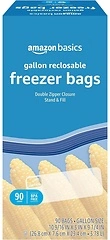 Amazon Basics Reclosable Freezer Gallon Size Bags, 90 Count, BPA Free