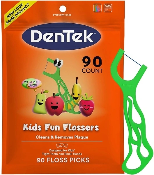DenTek Kids Fun Flossers, Floss Picks, Removes Food & Plaque, 90 Count