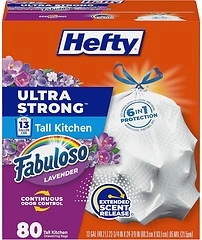 Hefty Ultra Strong Tall Kitchen Trash Bags, Fabuloso Scent, 13 Gallon, 80 Count