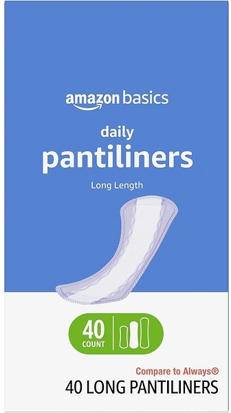 Amazon Basics Daily Pantiliner, Long Length, Unscented, 40 Count