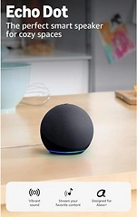Amazon Echo Dot (5th Gen) 2022 Release, Bigger Sound, Alexa, Charcoal