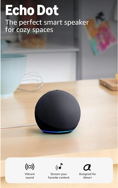 Amazon Echo Dot (5th Gen) 2022 Release, Bigger Sound, Alexa, Charcoal