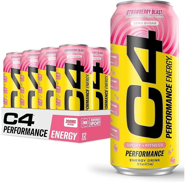 Cellucor C4 Performance Energy Drink Strawberry Blast, 16 fl oz, 12 Pack
