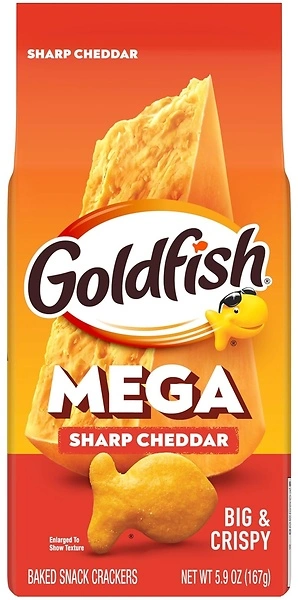 Goldfish Mega Bites Sharp Cheddar Cheese Crackers, 5.9 Oz Bag