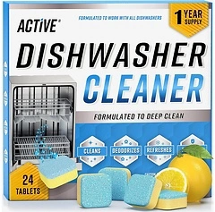 Dishwasher Cleaner and Deodorizer Tablets, 24 Pack, Heavy Duty, Natural Remover