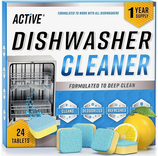 Dishwasher Cleaner and Deodorizer Tablets, 24 Pack, Heavy Duty, Natural Remover