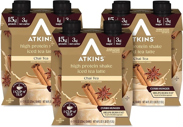 Chai Tea Latte Protein Shake, 15g Protein, Low Glycemic, Keto Friendly, Pack of 3