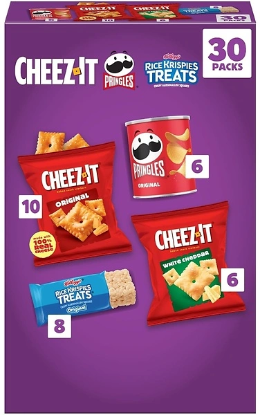 Kellogg's Snacks Mega Variety Pack, Lunch Snacks, 30.1oz Box, 30 Packs