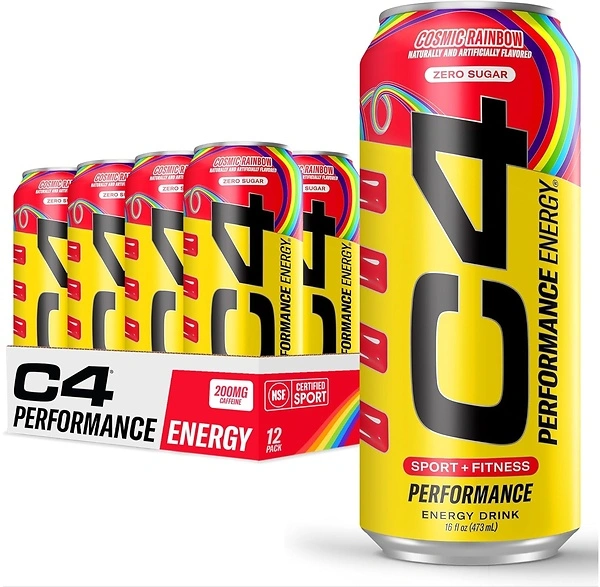 Cellucor C4 Performance Energy Drink, Cosmic Rainbow Zero Sugar, 12 Pack