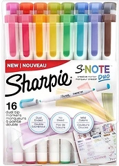 SHARPIE S-Note Duo Dual-Ended Marker Set, Assorted Colors, 16 Count