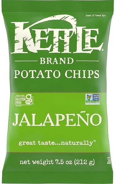 Kettle Brand Jalapeno Kettle Potato Chips, Gluten-Free, Non-GMO, 7.5 oz Bag