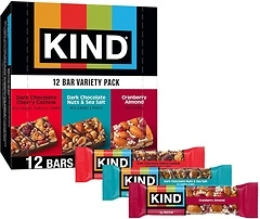 KIND Nut Bars Favorites, 3 Flavor Variety Pack, Gluten Free, Healthy Snacks, 12 Count