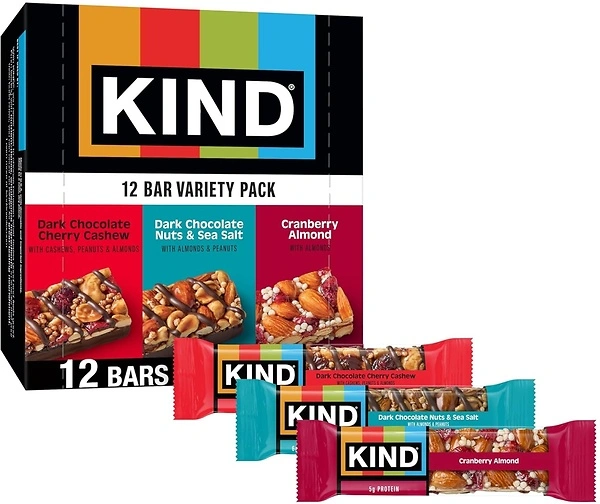 KIND Nut Bars Favorites, 3 Flavor Variety Pack, Gluten Free, Healthy Snacks, 12 Count