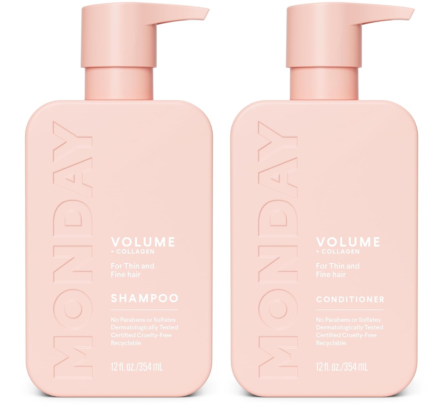MONDAY HAIRCARE Volume Shampoo + Conditioner Set (2 Count), 12 oz, for Thin Hair