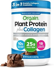 Orgain Protein Powder + Collagen, Creamy Chocolate Fudge, 25g Protein, 1.6lb