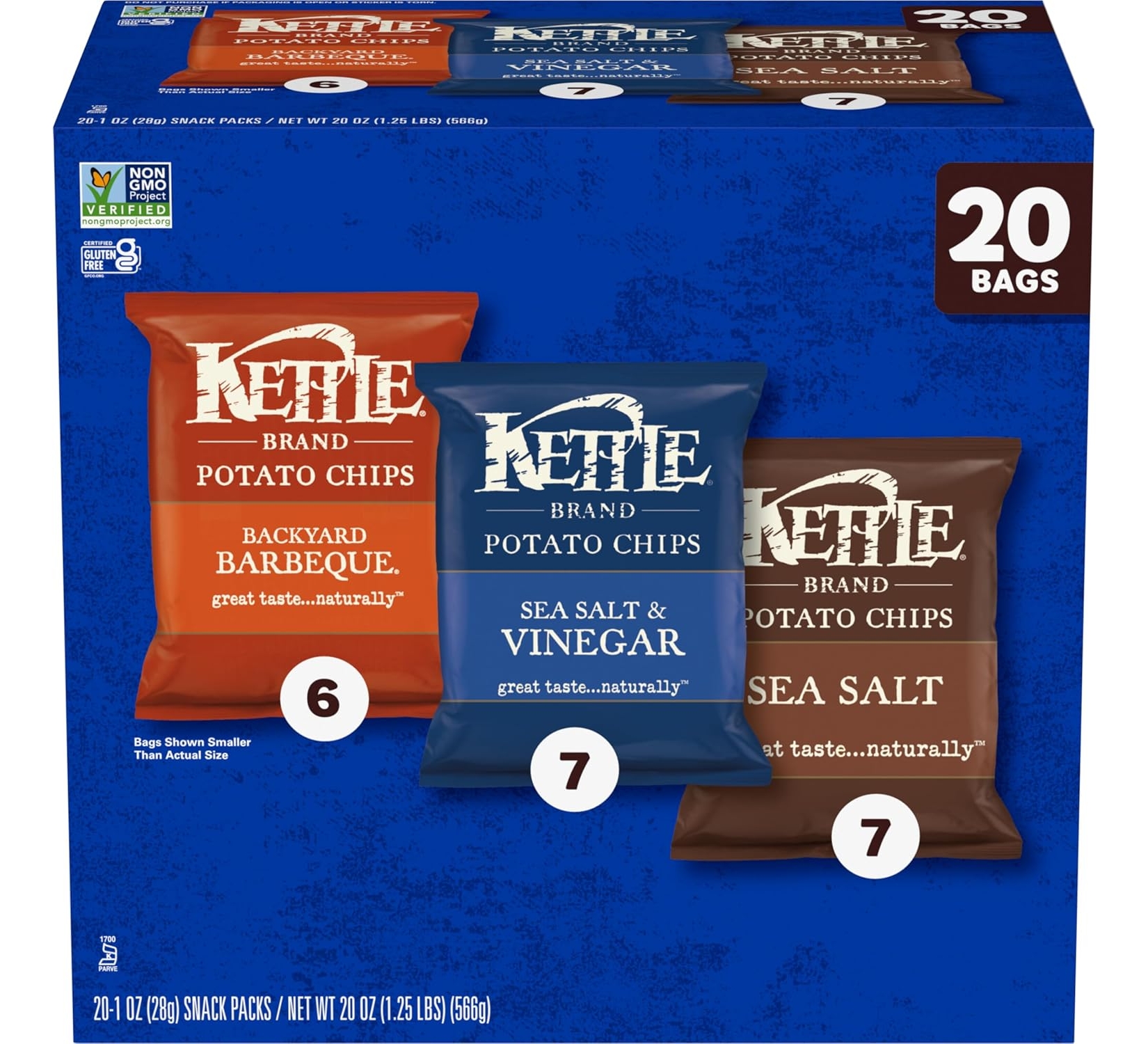 Kettle Brand Potato Chips Variety Pack, 1 Oz, 20 Ct