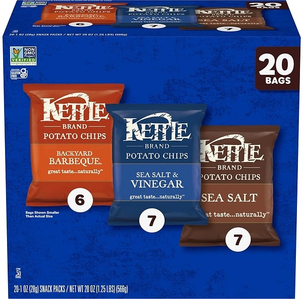 Kettle Brand Potato Chips Variety Pack, 1 Oz, 20 Ct