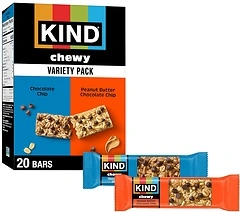 KIND Chewy Granola Bar, Chocolate Chip, Peanut Butter, 100% Whole Grains, 20 Bars