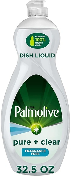 Palmolive Ultra Dishwashing Liquid, Pure + Clear, Fragrance-Free, 32.5 fl oz
