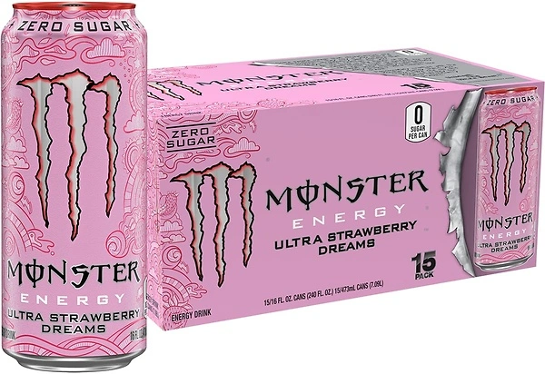 Monster Energy Ultra Strawberry Dreams, Sugar Free, 16 Ounce, 15 Cans