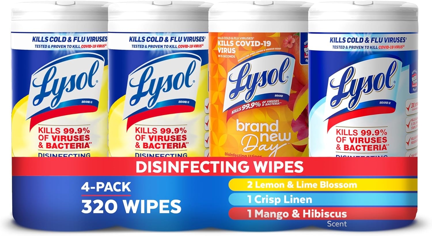 Lysol Disinfecting Wipes Bundle, All Purpose Cleaner, 80 Count (4pk)