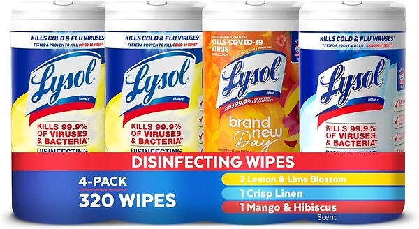 Lysol Disinfecting Wipes Bundle, All Purpose Cleaner, 80 Count (4pk)