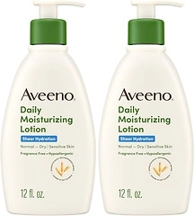 Aveeno Sheer Hydration Daily Moisturizing Lotion, Fragrance-Free, 12 fl. oz, 2 Pack