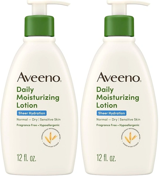 Aveeno Sheer Hydration Daily Moisturizing Lotion, Fragrance-Free, 12 fl. oz, 2 Pack