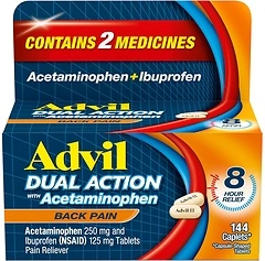 Advil Dual Action Back Pain Caplets, 250mg Ibuprofen, 500mg Acetaminophen, 144 Count