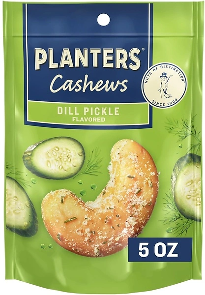PLANTERS Dill Pickle Cashews, Whole Cashews, Plant-Based Protein, 5oz Bag