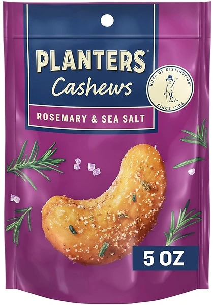 PLANTERS Cashews Rosemary & Sea Salt, Party Snacks, 5 Oz Bag