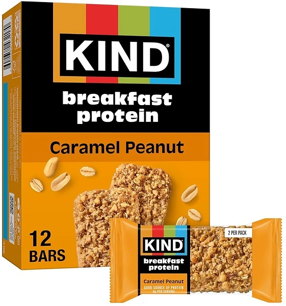KIND Breakfast Protein Bars, Caramel Peanut, Healthy Snacks, Gluten Free, 6 Count