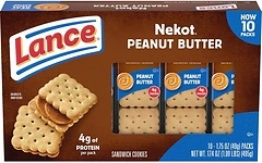 Lance Sandwich Cookies, Nekot Peanut Butter, 10 Packs, 6 Sandwiches Each