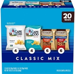 Snyder's of Hanover and Cape Cod Classic Mix Variety Pack, 20 Count Snack Bags