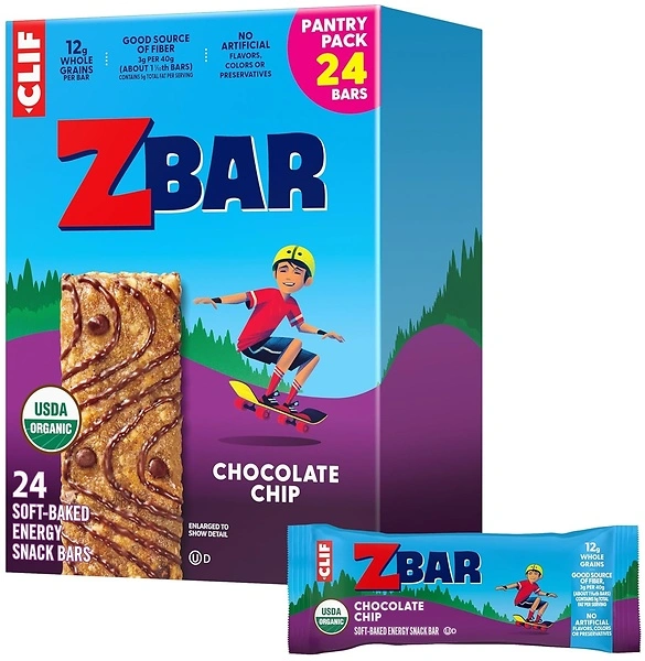 CLIF Kid Zbar - Chocolate Chip Soft Baked Snack Bars, 24 Count