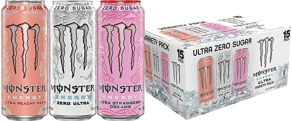 Monster Energy Ultra Variety Pack, Zero Ultra, Peachy Keen, 15 Pack