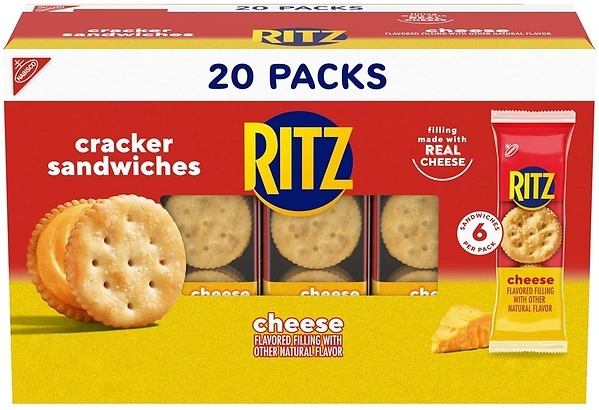 RITZ Cheese Sandwich Crackers, 20 Snack Packs (6 Crackers Per Pack)