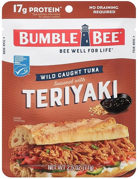 Bumble Bee Teriyaki Seasoned Tuna Pouch, Wild Caught, 2.5 oz, 17g Protein