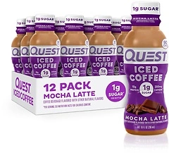 Quest Nutrition Iced Coffee, Mocha Latte, 1g Sugar, 10g Protein, 12 Count